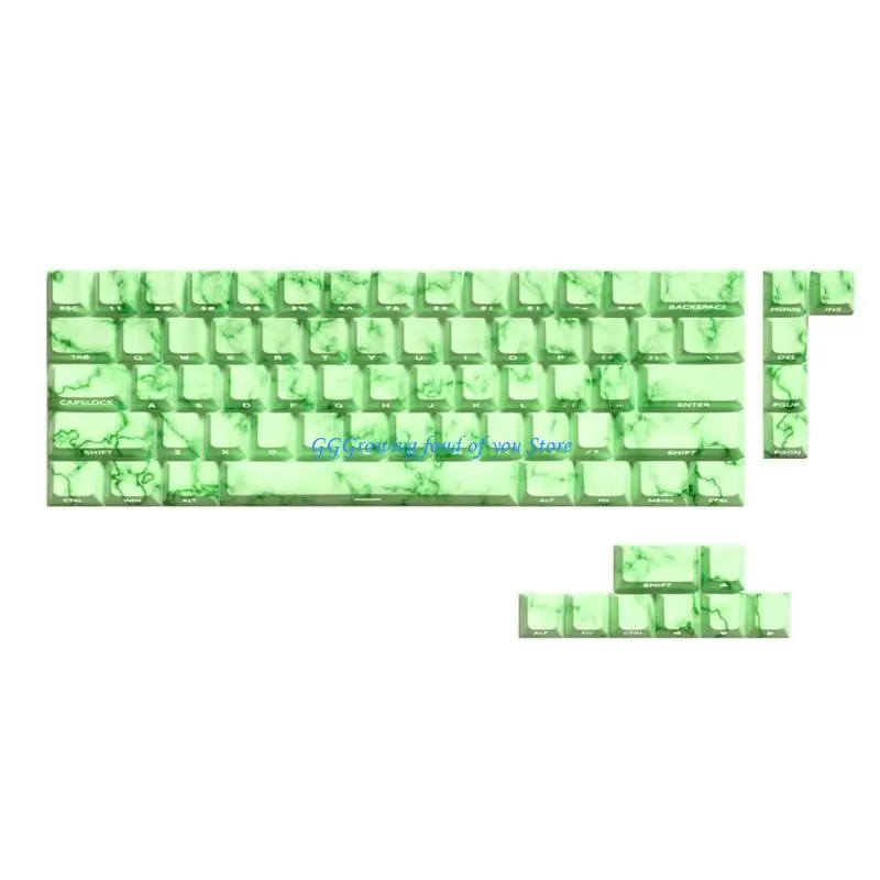 

H9EB 64/74Key Keycaps Emerald Theme Keycap Side Print Backlit Keycaps for Keyboards