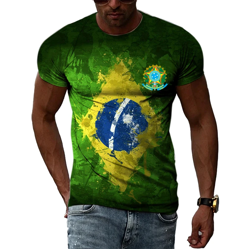 Brazilian Flag 3D Print T-shirts Summer Men Woman Short Sleeve Casual Tees Fashion Streetwear Harajuku T Shirt Kid Tops Clothing