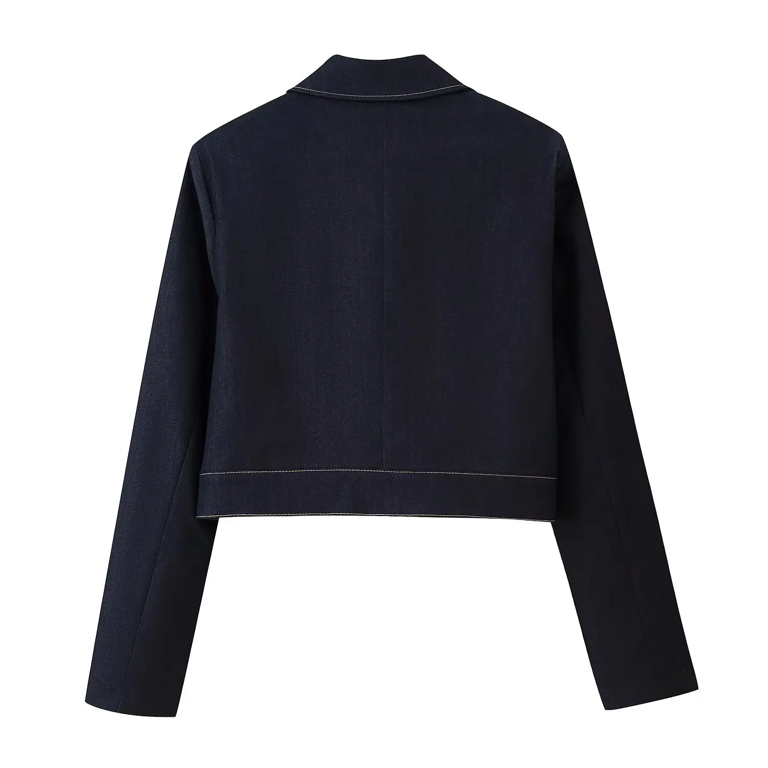 Women's new denim trousers suit contrasting color short outer and straight ridge pants fashionable and atmospheric goddess style