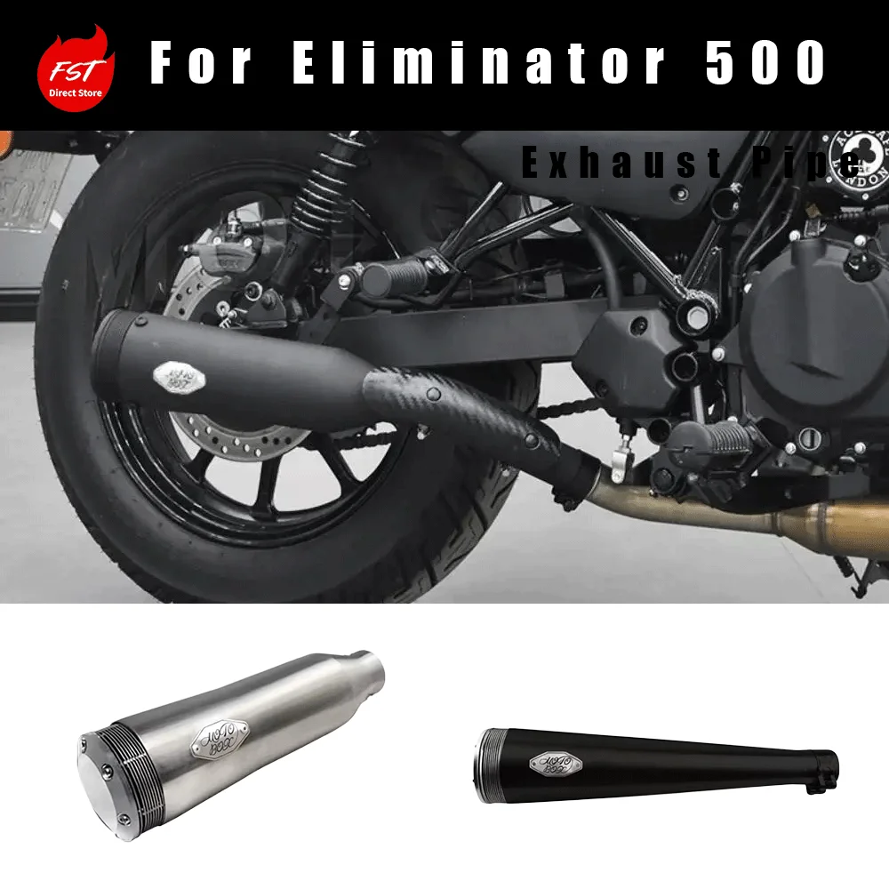 For  Eliminator 500 Modified Right Single Exit Muffler & Mid Pipe, Retro Deep Sound Exhaust Parts