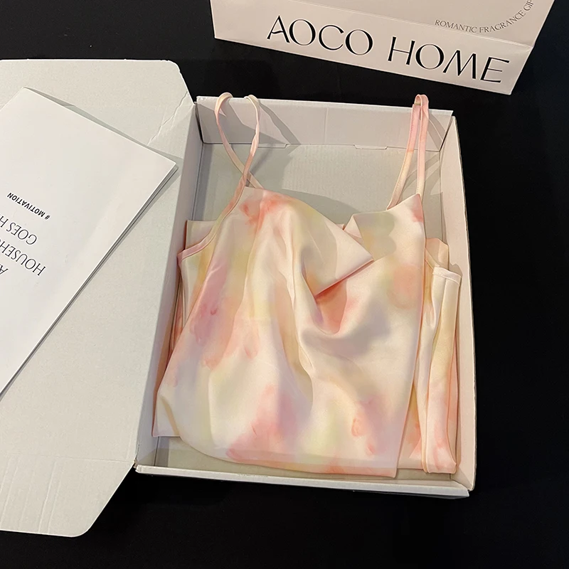 DAIMELU Princess style pajamas girls summer Sleepwear new ice and snow silk sweet sexy suspender pajamas high-end pink nightgown