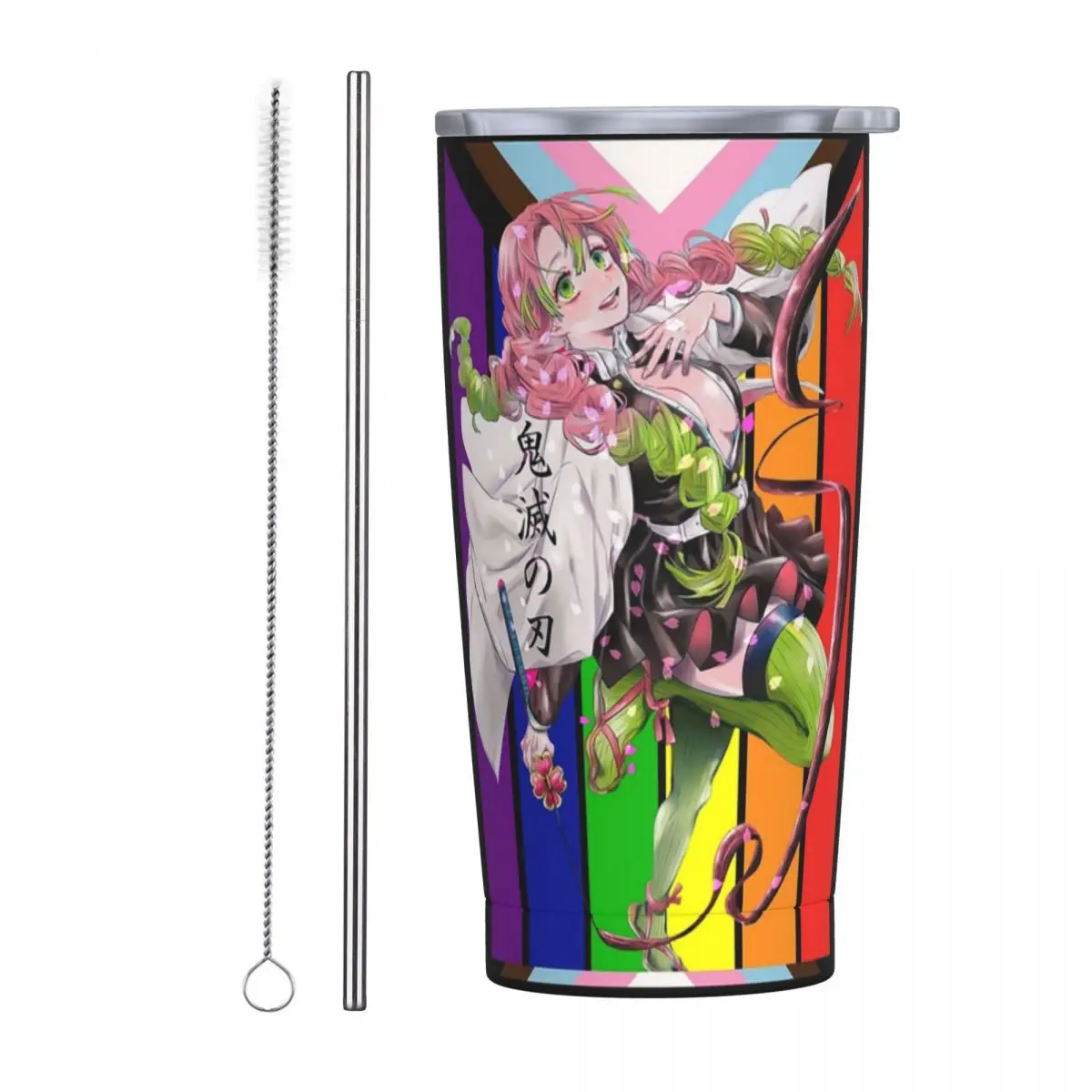 

Mitsuri Kanroji And Iguro Obanai Stainless Steel Tumbler Vacuum Insulated Mugs Thermal Cold Cup Straws With Lid 20oz