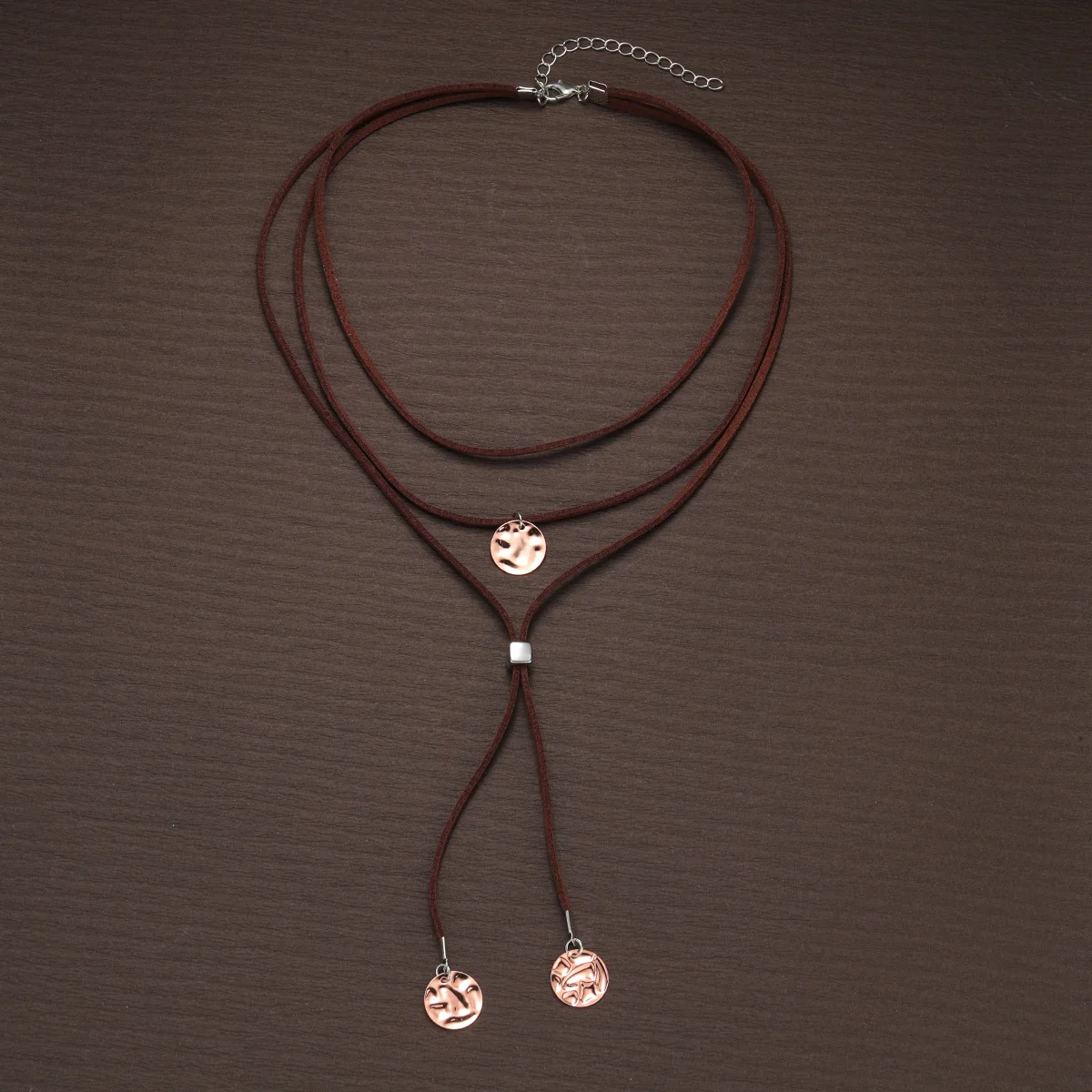 Vintage multi-layer velvet rope woven circular pendant long tassel women\'s necklace