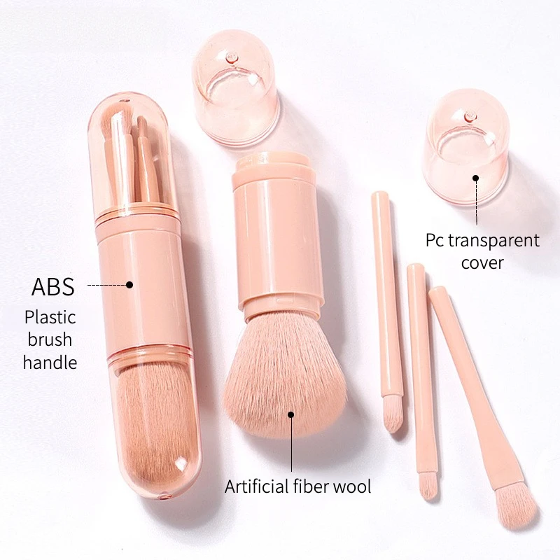 Makeup Brush, 4-in-1 Portable Makeup Brush, Beauty Tool, Mini Eye Brush, Skin Tone Retractable Makeup SET