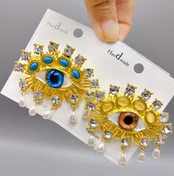 Brooches For Women Rhinestone Enamel 4-color Eyes Office Causal Brooch Pins Gifts Waterdrop Crystal Eyes