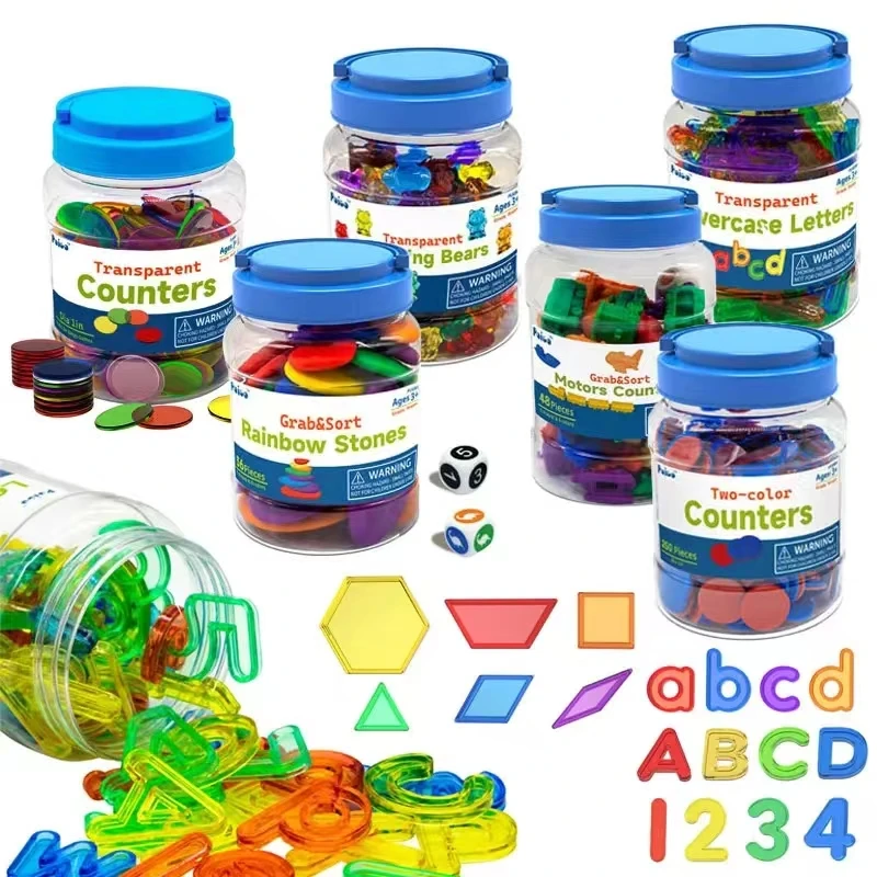 Kids Colorful Transparent Letters Numbers Set Sensory Light Table Toy Counting Spelling Montessori Educational Mathematical Toy