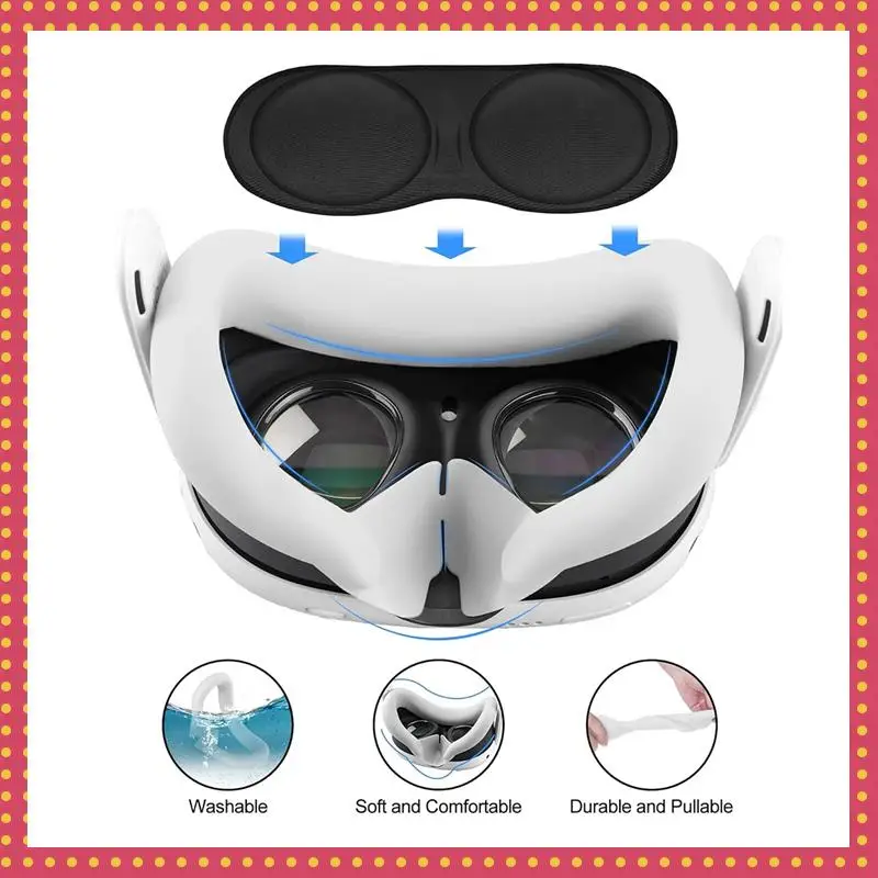 

B74A For Meta Quest 3 Protective Cover Handle Controller Grips,Front Shell Headset Cover And Face Cover,VR Replacement White