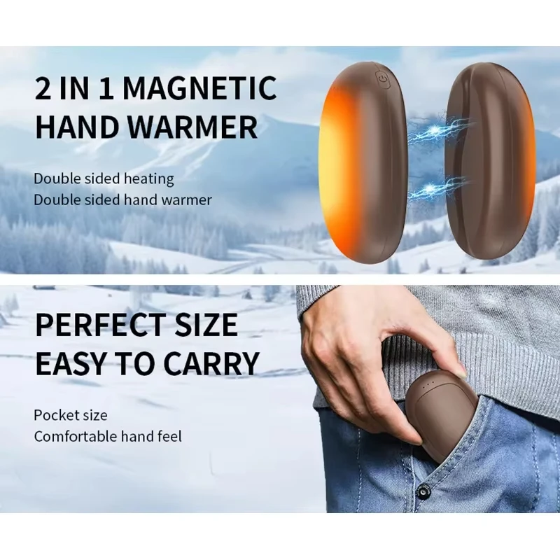 Magnetic Electric Hand Warmers 2Pack 5000mAh Large Capacity Portable USB Hand Warmer for Winter Outdoors Camping view 6