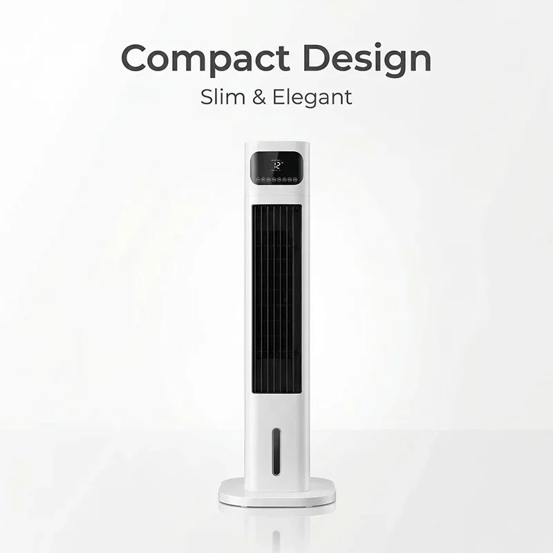New Blade-Less Cooling Fan, Compact Water-Cooled Fan with Negative Ion Purification, 20L Water Tank, and Heating Function