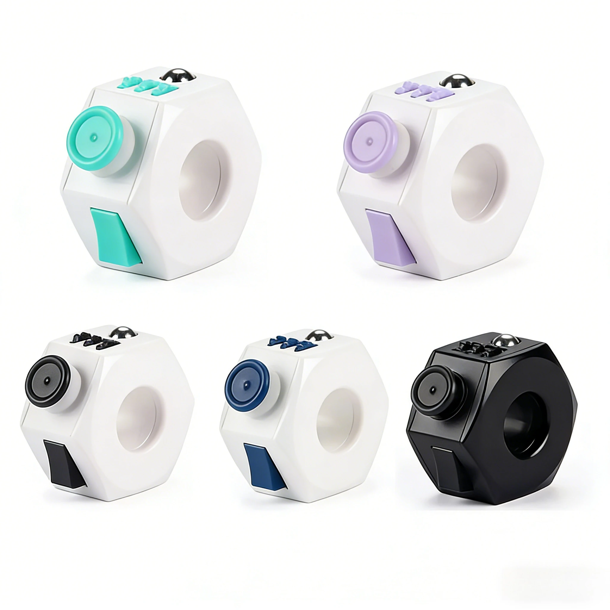 6面キューブフィジェットローラー感覚玩具多機能フィンガースピニングリングキューブ玩具ADD ADHDのストレスを軽減し、集中力を向上させます