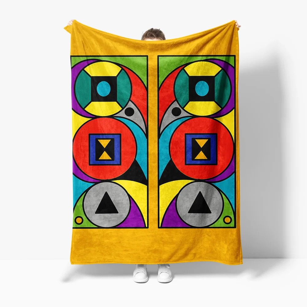 

Geometric Abstract Colorful Square Pattern Throw Blanket Sofa Bed Cover Decorative Gift Cushion Blanket