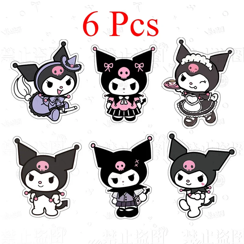 6 Pcs/Set Cartoon Sanrio Kuromi Brooch Enamel Lapel Badge Pins Backpack Jacket Collar Bag Accessories Acrylic Jewelry Gifts