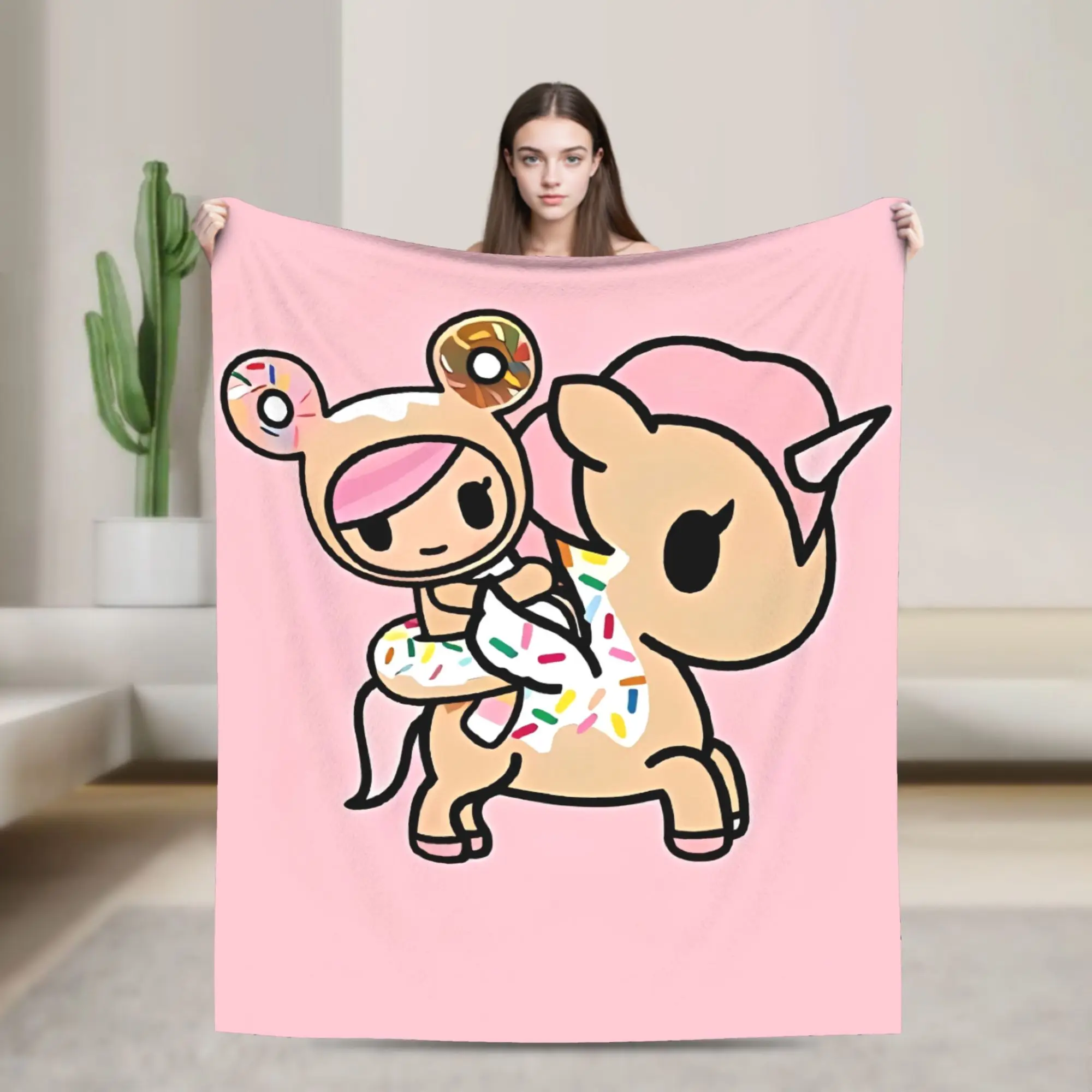 Tokidoki Kawaii Donutella Sandy Unicorno Blanket  Decorative Flannel Throw Blanket For Outdoor Soft Warm Bedspread Birthday Gift