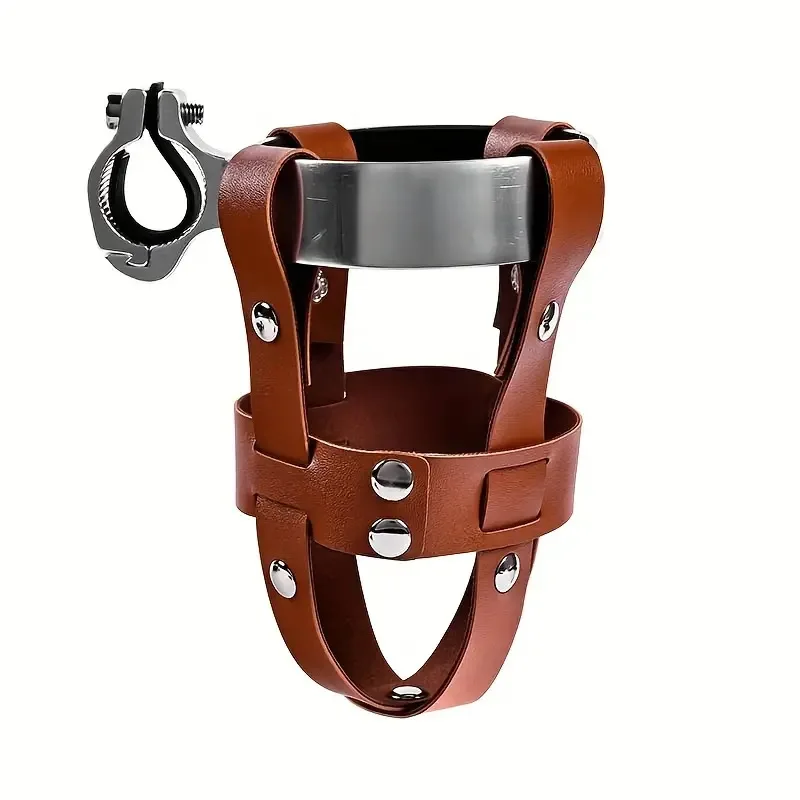 Adjustable Leather Bike Bottle Cage Universal Drink Cup Holder for Bicycle Scooter Milk Tea Water Container Mount Rack