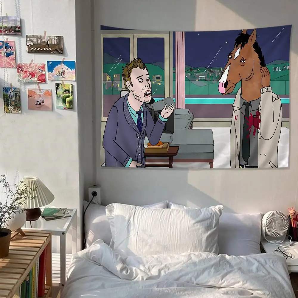 2026 Cartoon B-BoJack H-Horseman Printed Large Wall Tapestry Art Science Fiction Room Home Decor Decor Blanket ROOM Tapestry