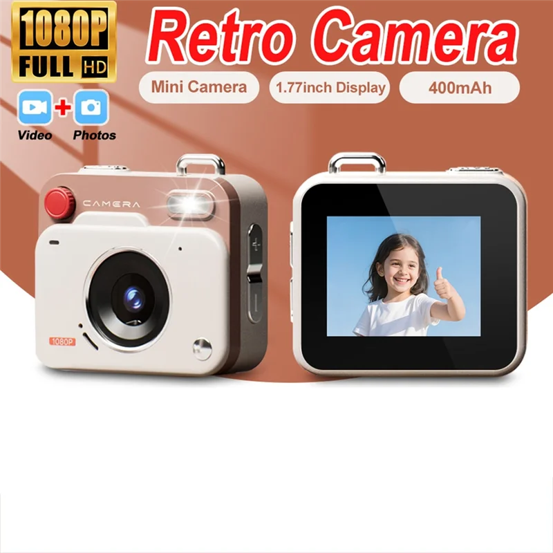 B04C-Retro Mini Câmera Digital Compacta HD CCD 1080P 800W Com Tela Para Viagens Ao Ar Livre Fotografia Gravação de Vídeo