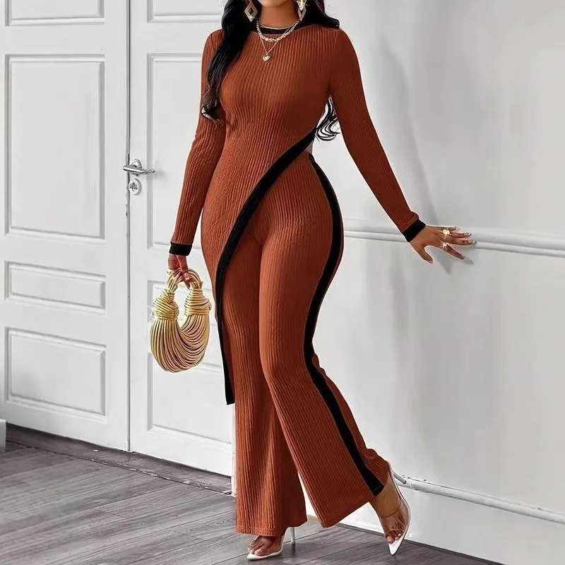 Modieus temperamentpak Modieus casual T+ casual pak met zijsplit en gesplitste broek