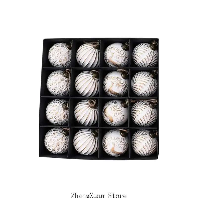 12 Stück antike hängende Kugeln für Baumregal und Kaminsims, Weihnachtsdekoration, 3 x – Detail 9