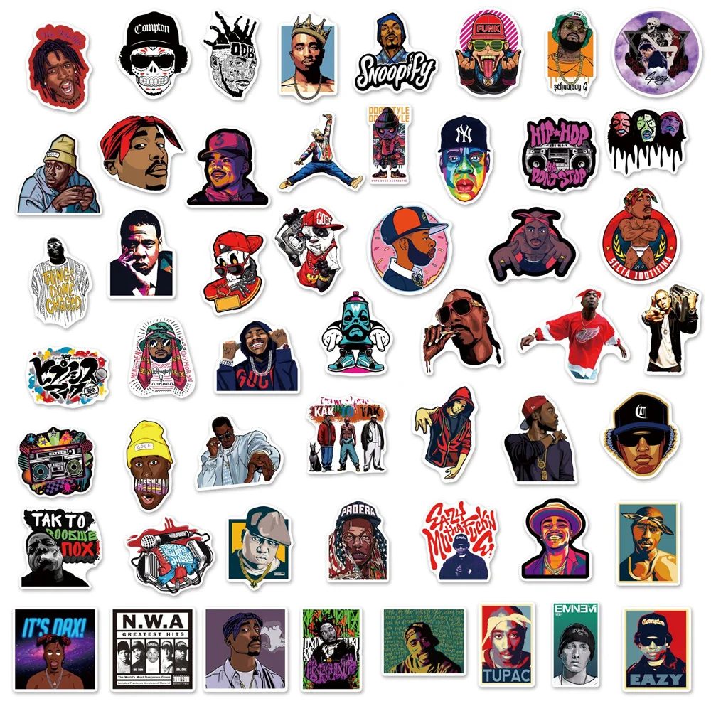 50PCS East West Coast Rap Graffiti Sticker Suitcase Guitar Car Computer Waterproof Refrigerator Water Cup Helmet Stickers