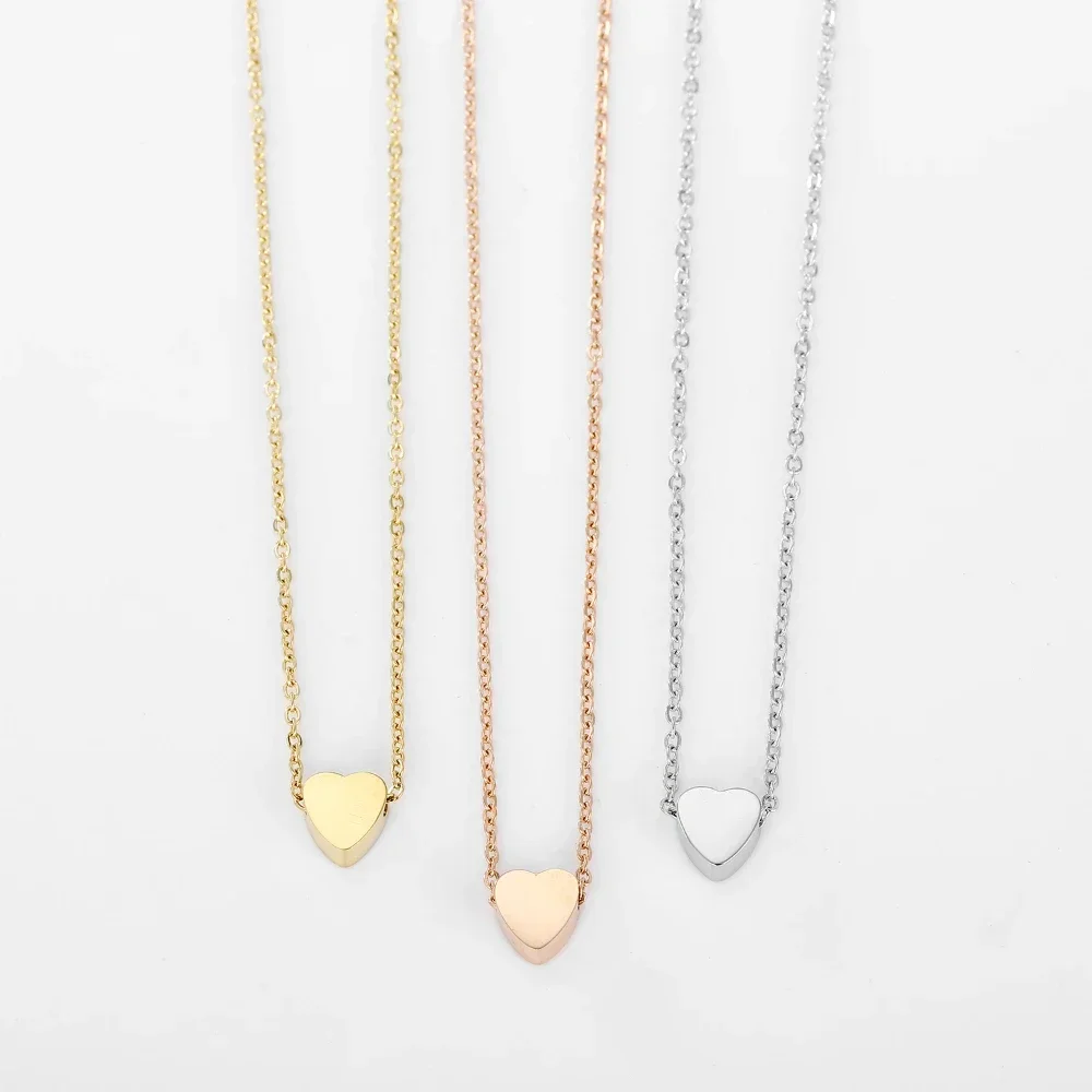 Exquisite Gold Color Stainless Steel Chocker Necklace with Heart Tiny Pendant for Women Bohemian Jewelry for Girls Birthday Gift