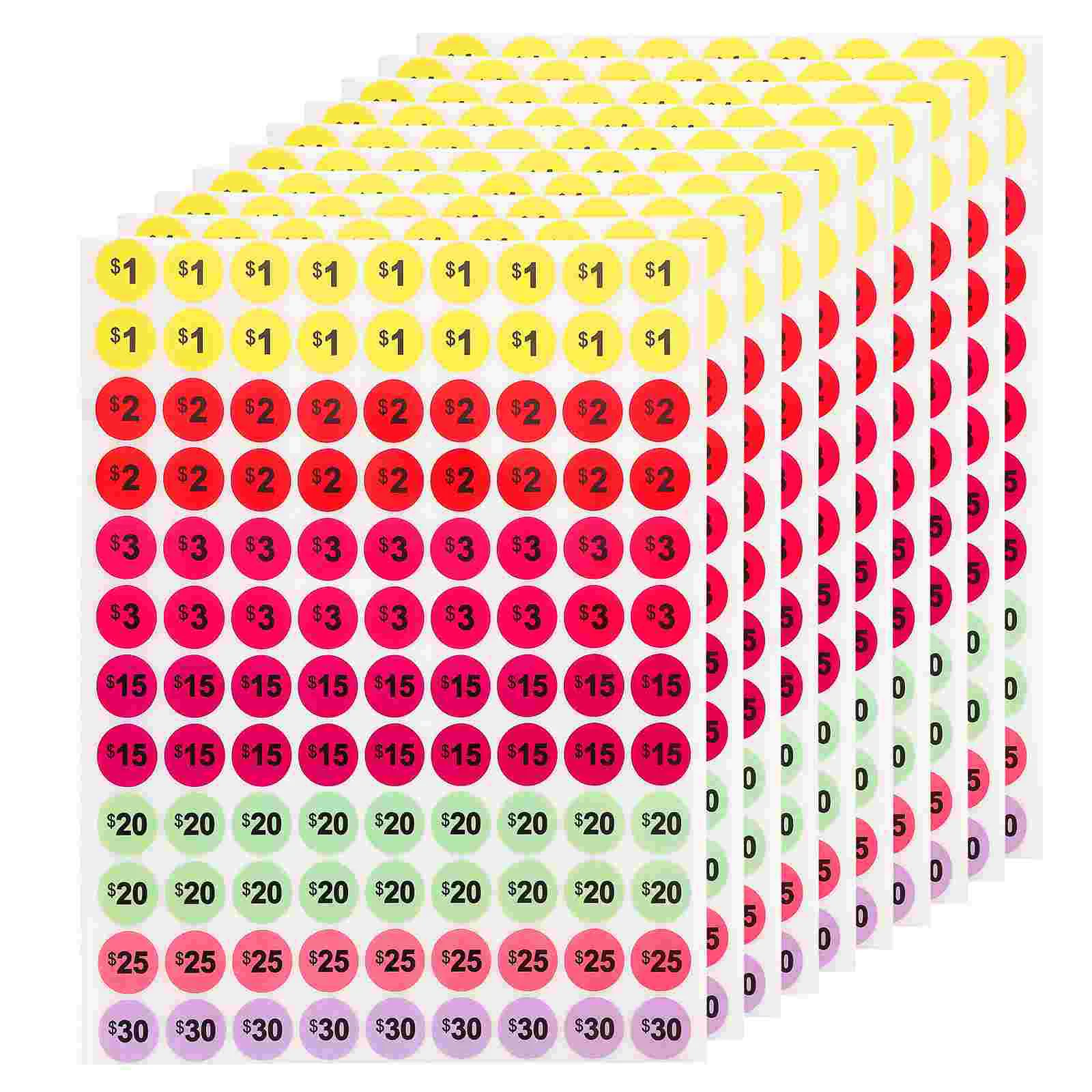 10 Sheets Supermarket Dollar Price Tag Sticker Small Business Tags Stickers Sale Paper Pricing