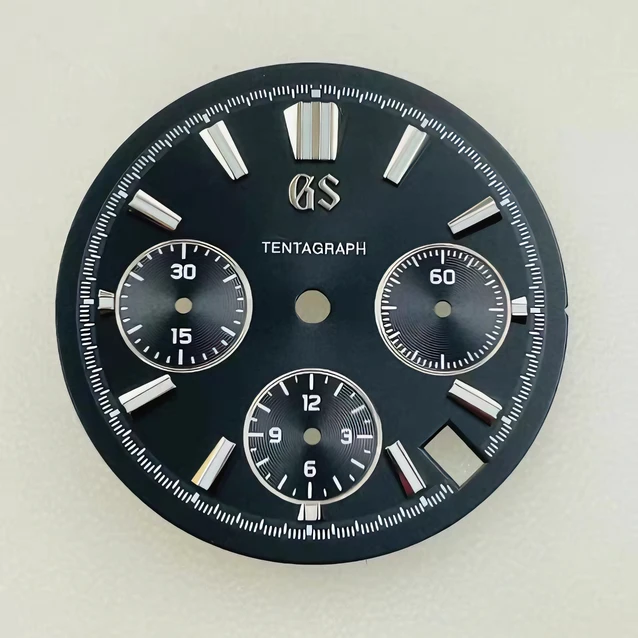 Esfera VK63 de 29,5mm, esfera Panda, movimiento de cuarzo luminoso azul y verde, esfera cronógrafo multifunción para Seiko Mod