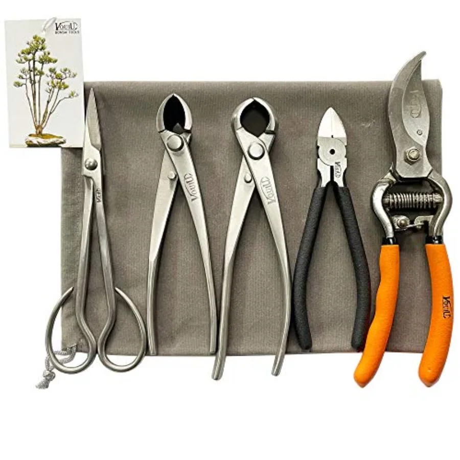 5-Piece Bonsai Tool SetBonsai Scissors Concave Cutter Knob Cutter Wire Cutter