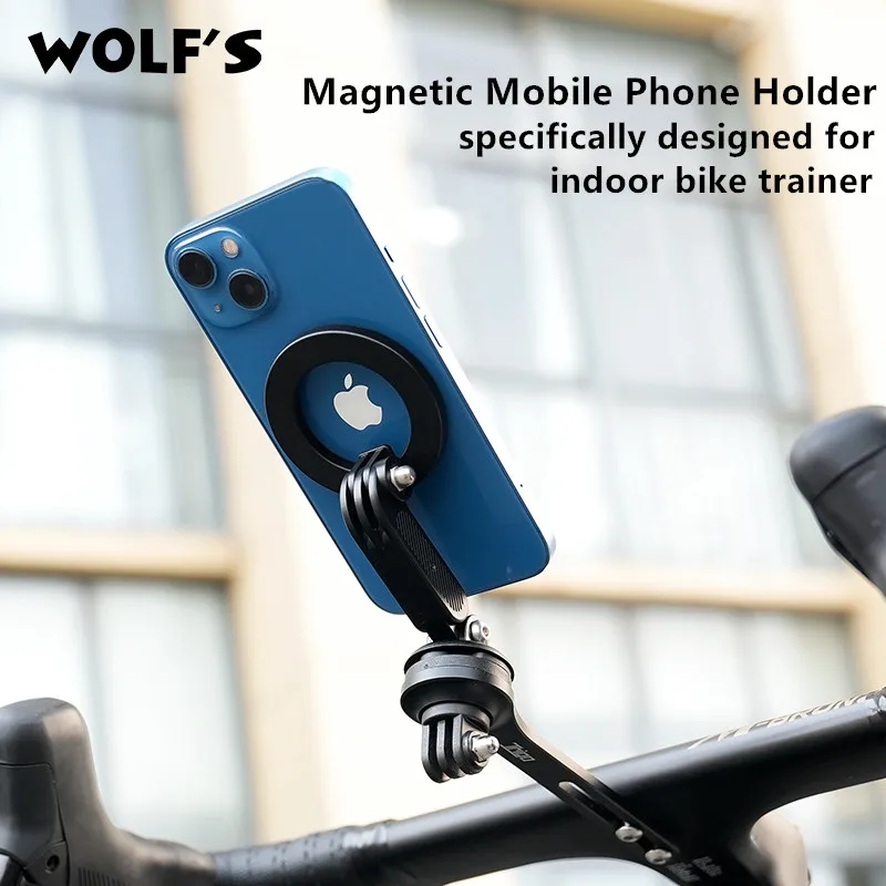 wolf's Bicycle Stem Extension Computer Mount Holder Indoor Bike Trainer Magnetic Phone Mount MagSafe Holder