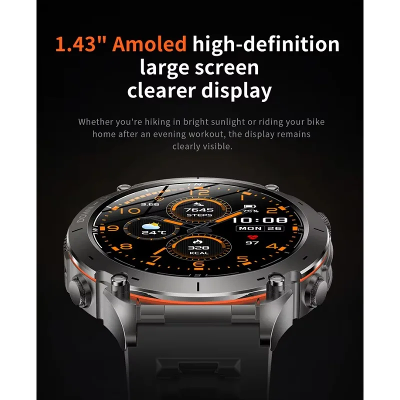 TLCRETE 2025 GPS Y101 ساعة ذكية مع مصباح يدوي 730mah بطارية كبيرة 3ATM مقاوم للماء جهاز تعقب للياقة البدنية الرياضة في الهواء الطلق Smartwatch #3