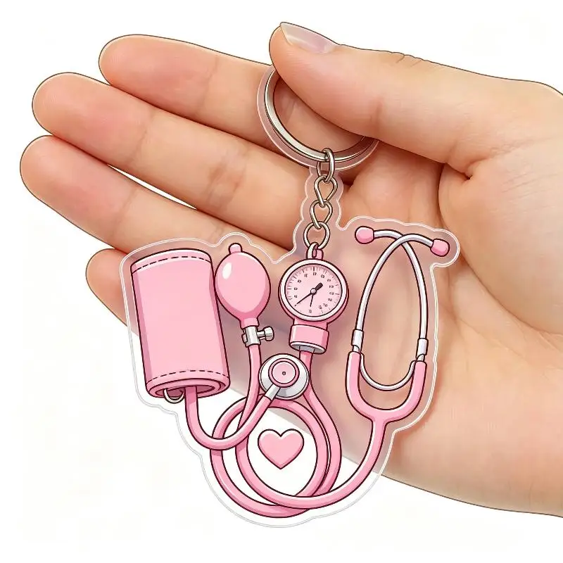【IIOO】Stethoscope And Sphygmomanometer Acrylic Keychain Cute Gift For Nurses Decor