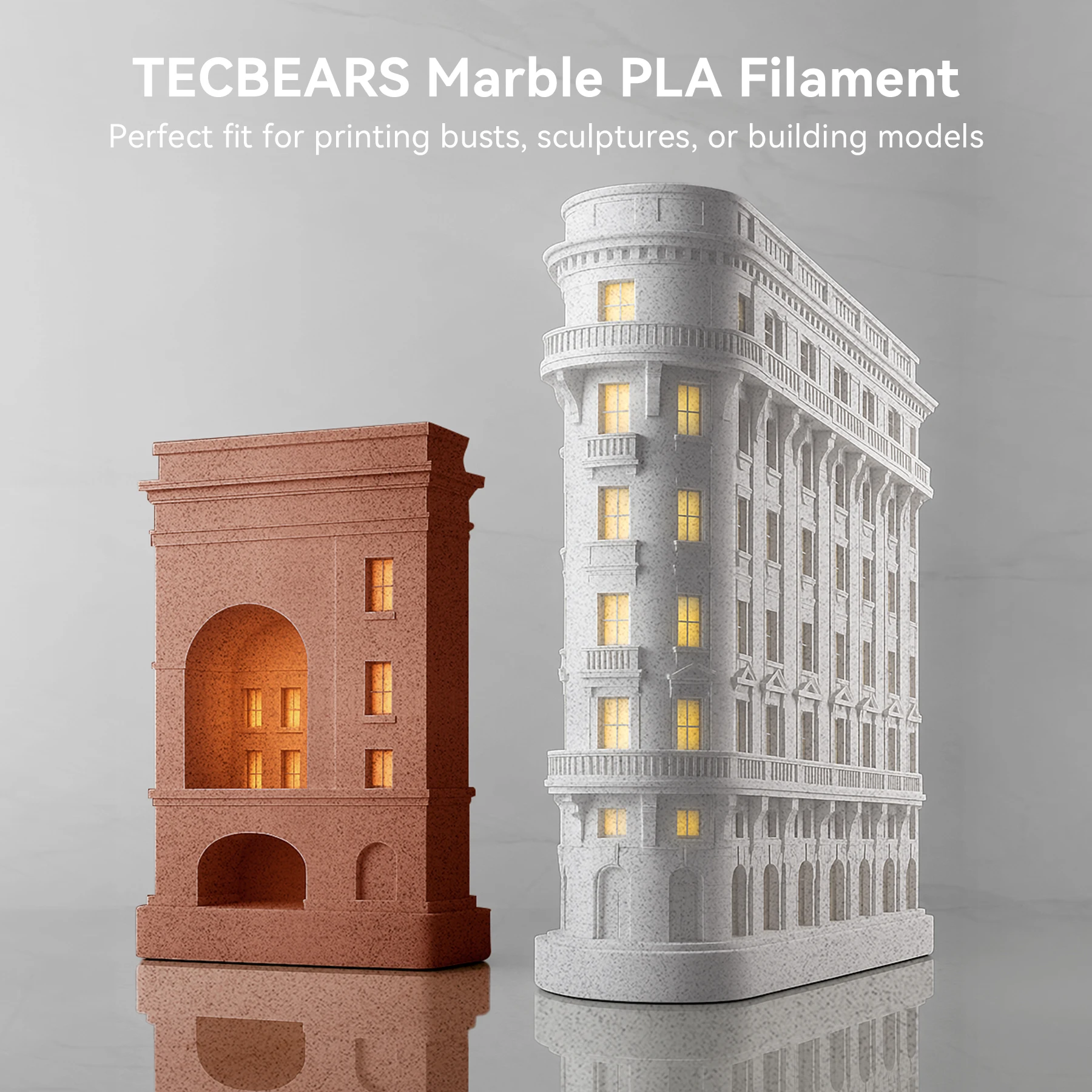 TECBEARS Marble PLA 3D Drucker Filament 1KG Multi Color High Speed PLA Marble Texture 1.75mm Neatly Wound Fit Most FDM Printers