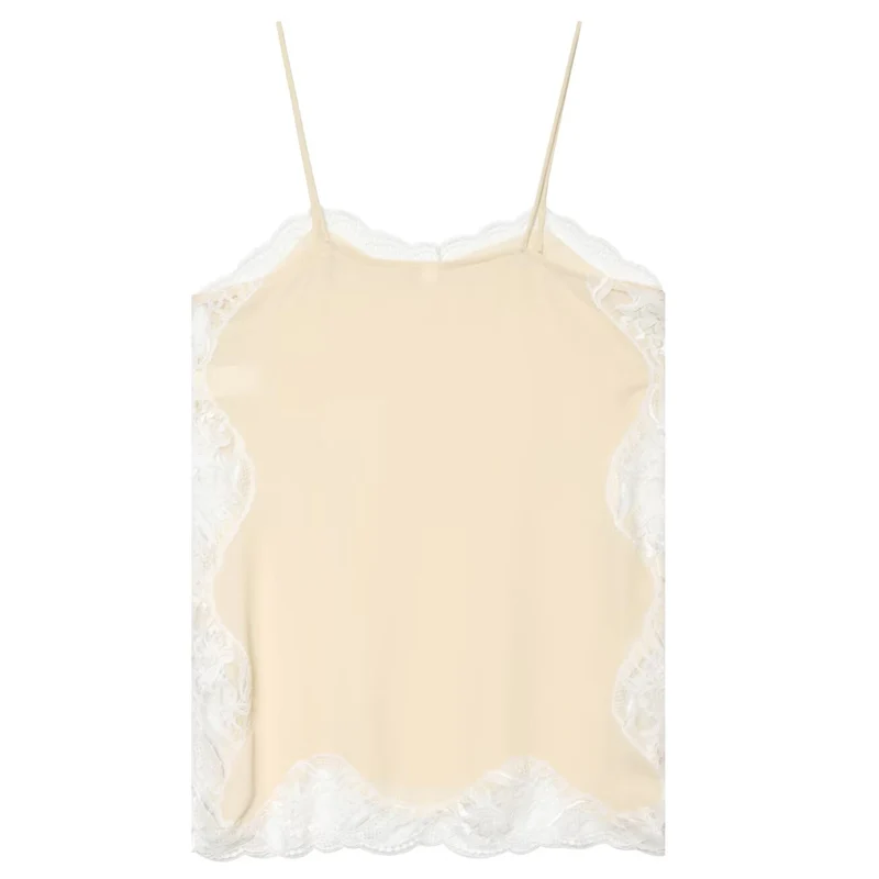 HXAO Gelbes Spitzen-Slip-Top für Damen, Sommer 2026, sexy Satin-V-Ausschnitt, ärmelloses, rückenfreies Top für Damen, Y2K Fashion Streetwear Camisole – Detail 5