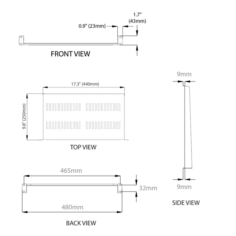 Prateleira de montagem em rack de servidor AF93-1U Bandeja cantilever ventilada para rack e gabinete de equipamentos de rede de 19 polegadas