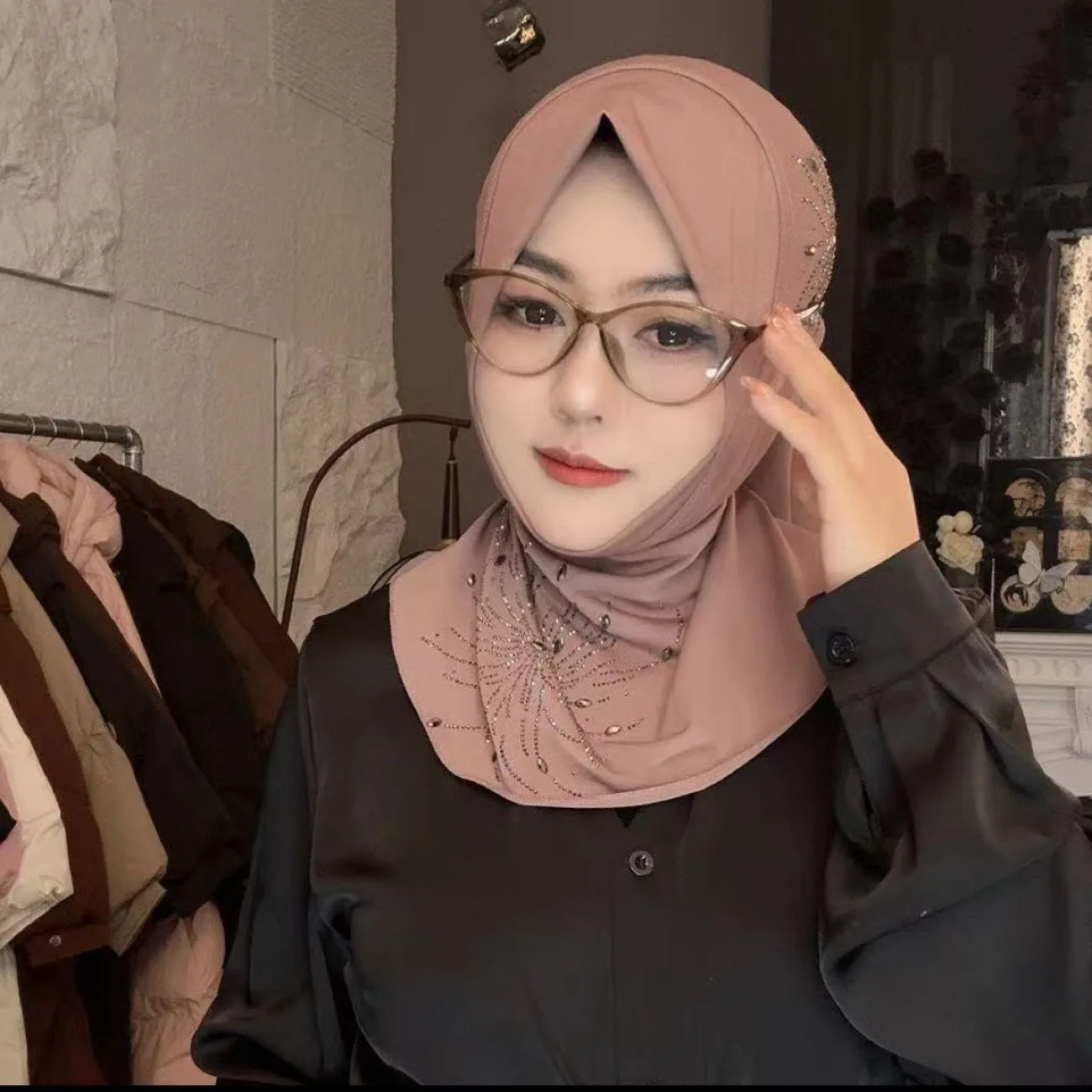 Muzułmańskie, gotowe do noszenia hidżaby, błyszczące szale, modne chusty na głowę dla kobiet