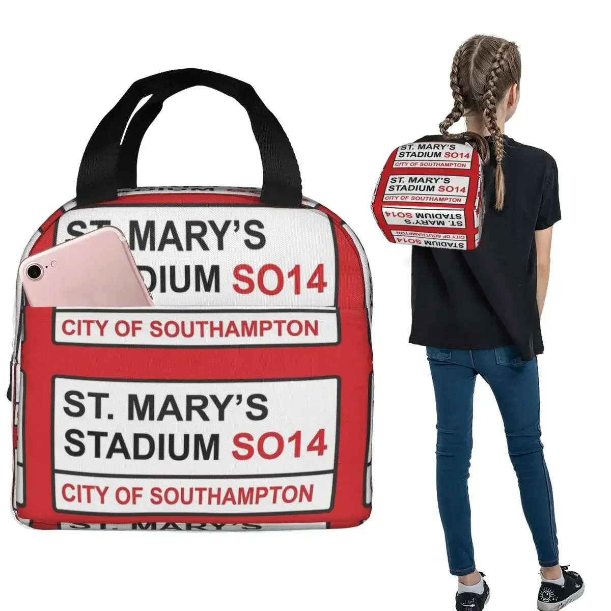 Southampton Football Team St. Mary's Stadium Street Sign Insulated Lunch Bag for Women Children Food Boxes Thermal Lunch Box