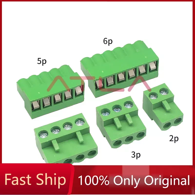 Lote de 5 unidades de terminales de agujero pasante enchufables HT5.08 2P/3P/4P/5P6P/8P/10P 300V 10A HT 5,08mm, bloque de tornillo de conector PCB de paso