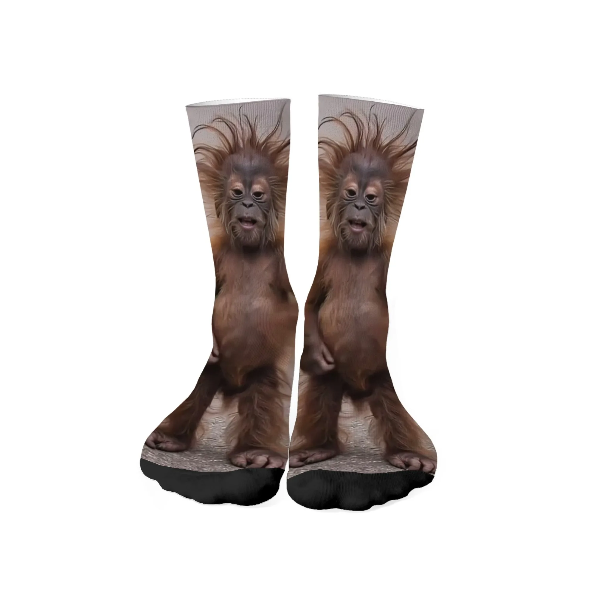 Novel and Quirky Realistic Monkey Print Men's Socks Comfortable Breathable Soft Socks Street Fashionable Funny and Retro Socks