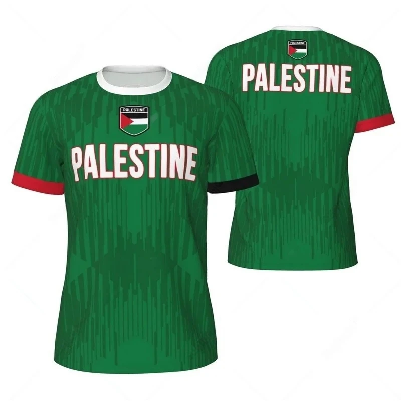 موضة فلسطين العلم كرة القدم تي شيرت للرجال الصيف الاتجاه الشعار الوطني ثلاثية الأبعاد مطبوعة الرياضة تيز عادية المتضخم الاطفال بلايز