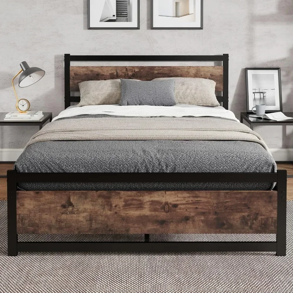 

Bed FrameBed Frame With Wooden Headboard Bed Bases & Frames Noise-Free Headboards Strong Metal Slats Support Heavy Duty Platform