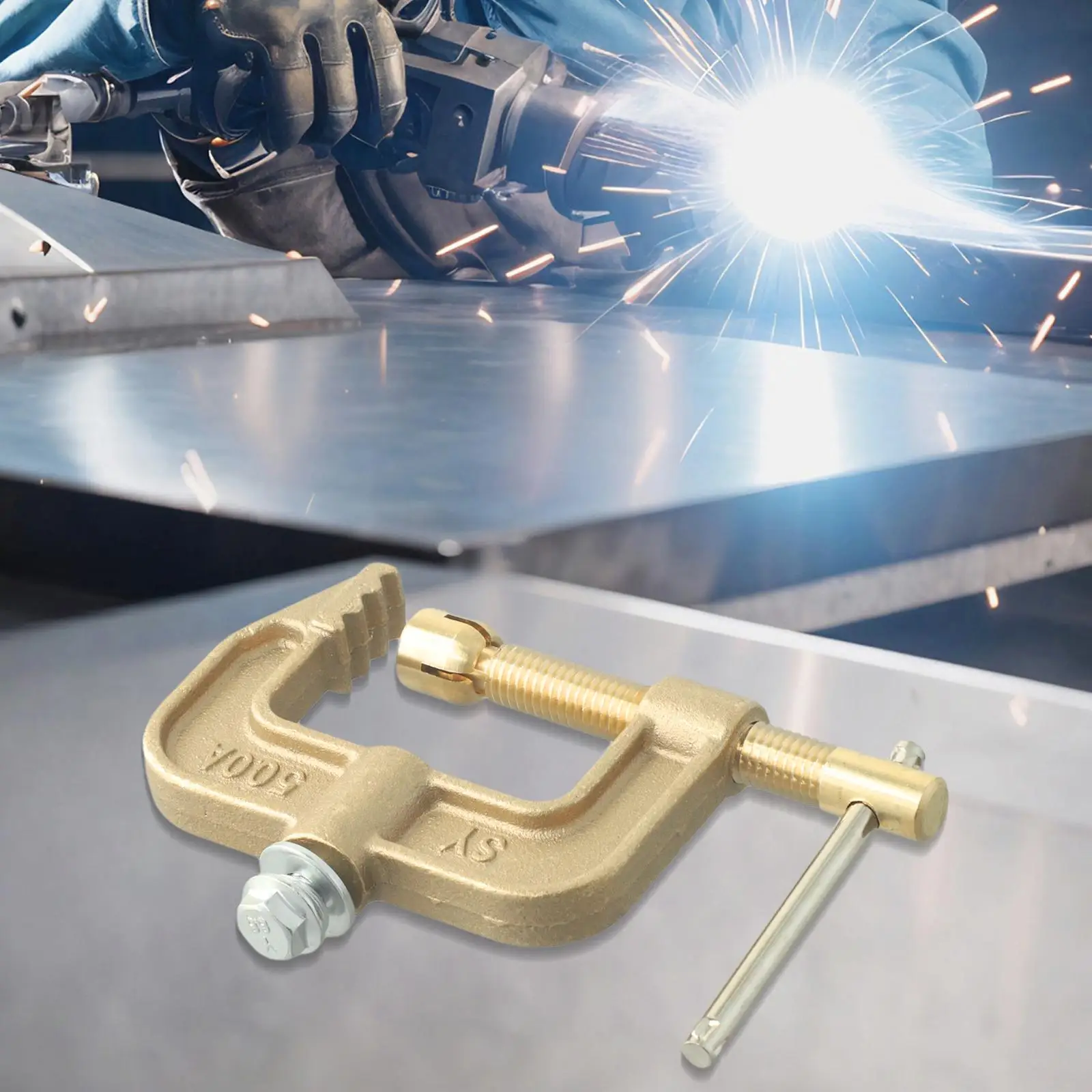 

Инструменты для пайки, зажим для заземления, сварочные аксессуары высокой мощности 500 А, цельномедный зажим для заземляющего провода, G-образный золотой новый