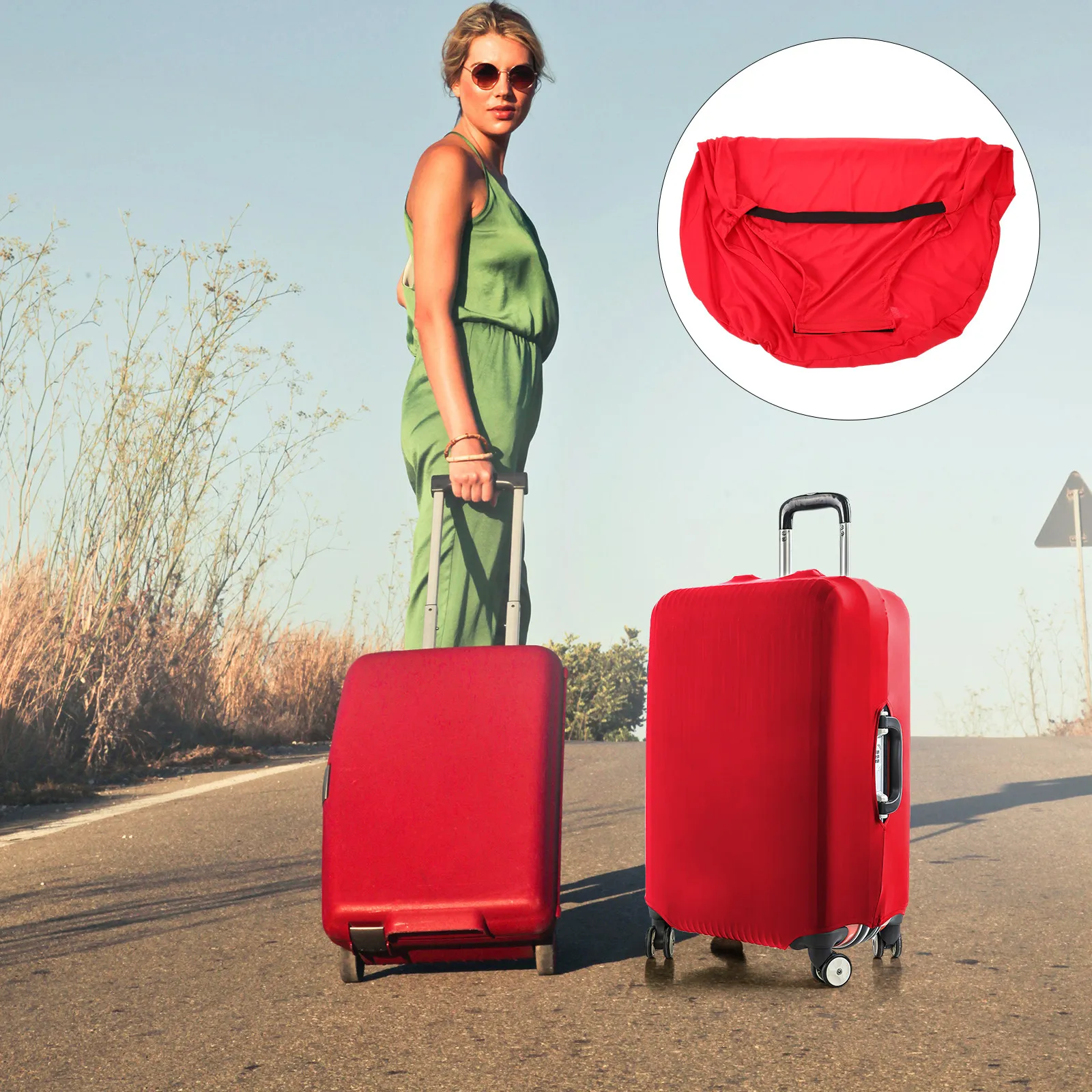 

Эластичный защитный чехол для дорожного чемодана, пылезащитный, растягивающийся, для чемоданов на колесиках 22-24 дюйма, красный