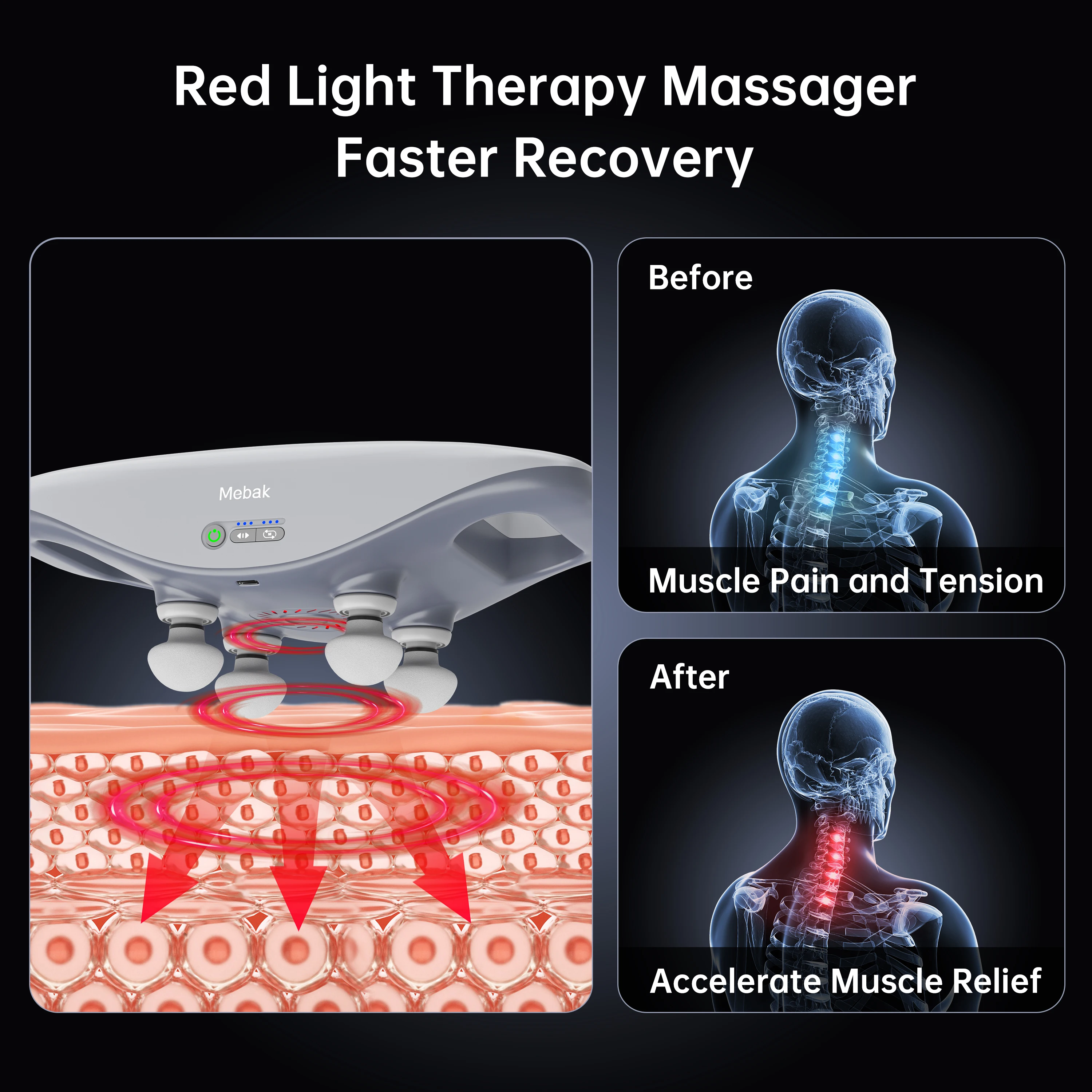 Mebak M1 Four-head Fascia Gun electric muscle relaxant for yoga/fitness/Shaping After exercise Pain relief massager