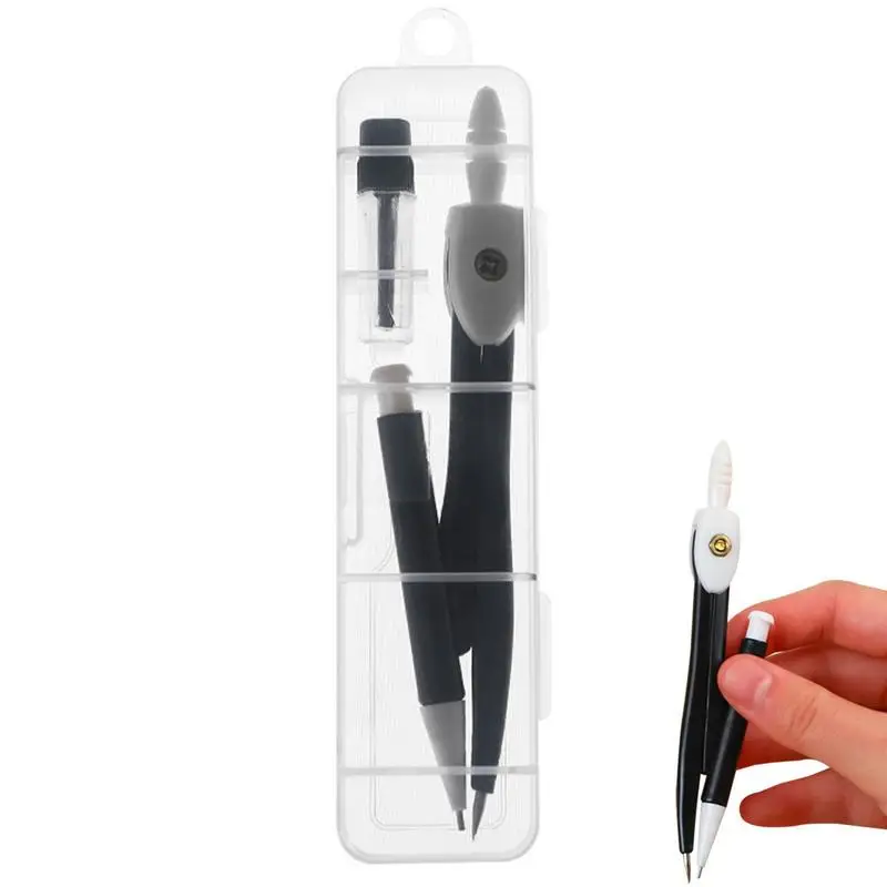 Math Compass Kids Student Compass For School Geometry Learning Geometry Compass With Retractable Mechanical Pencil & A Box Of