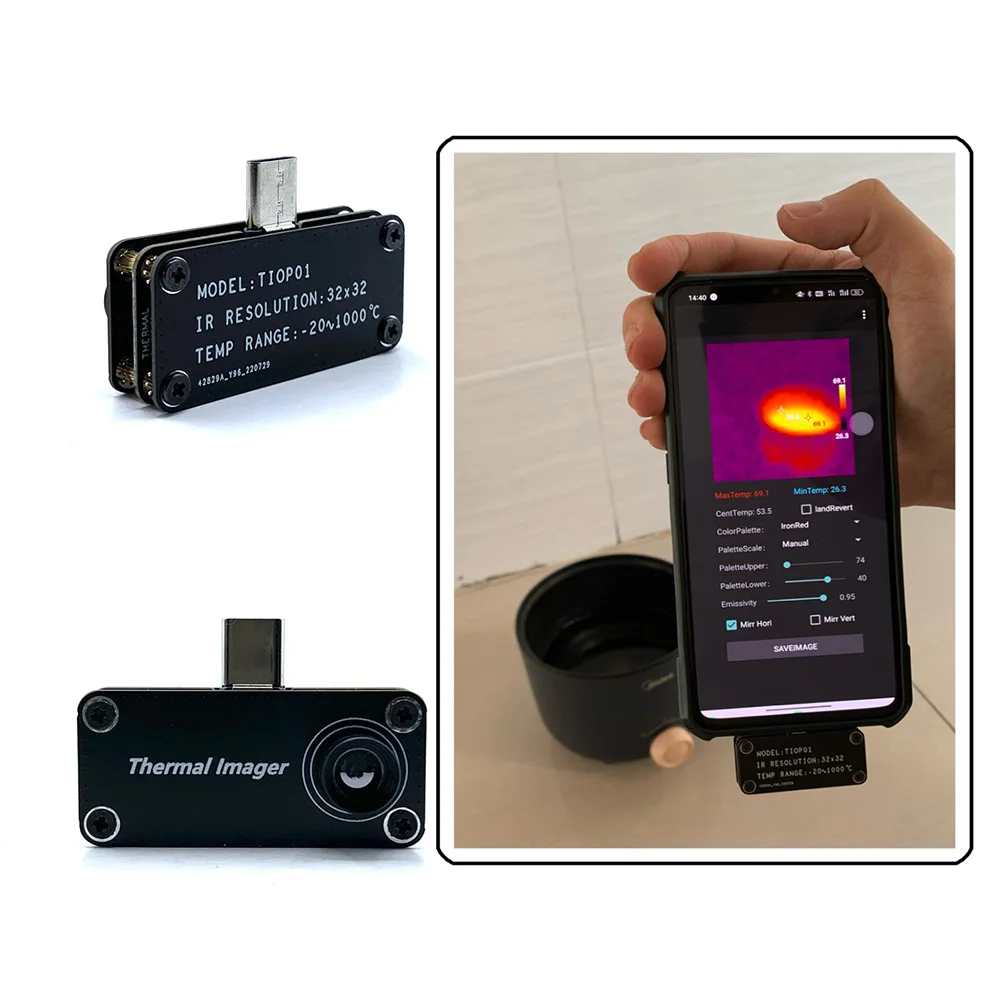 Mini IR Thermal Sensor Night Vision External Thermographic Cameras 32x32Resolution Multiple Color Modes for Android Mobile Phone