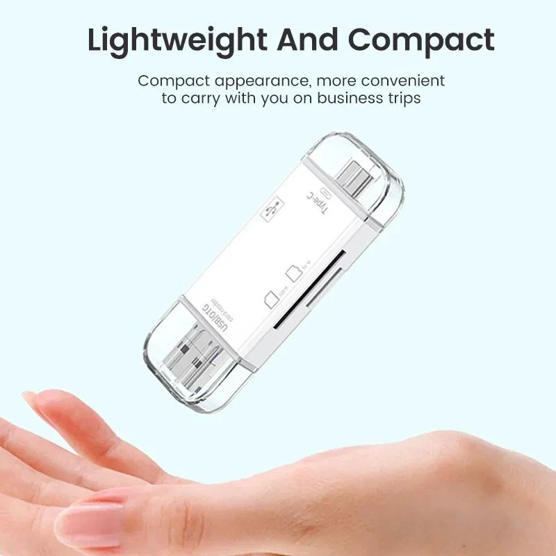 6 in1 Card Reader OTG C-type Micro SD Card Readerhigh speed Flash Drive Smart Storage Card Reader USB2.0 TFCFCard Reader Adapter