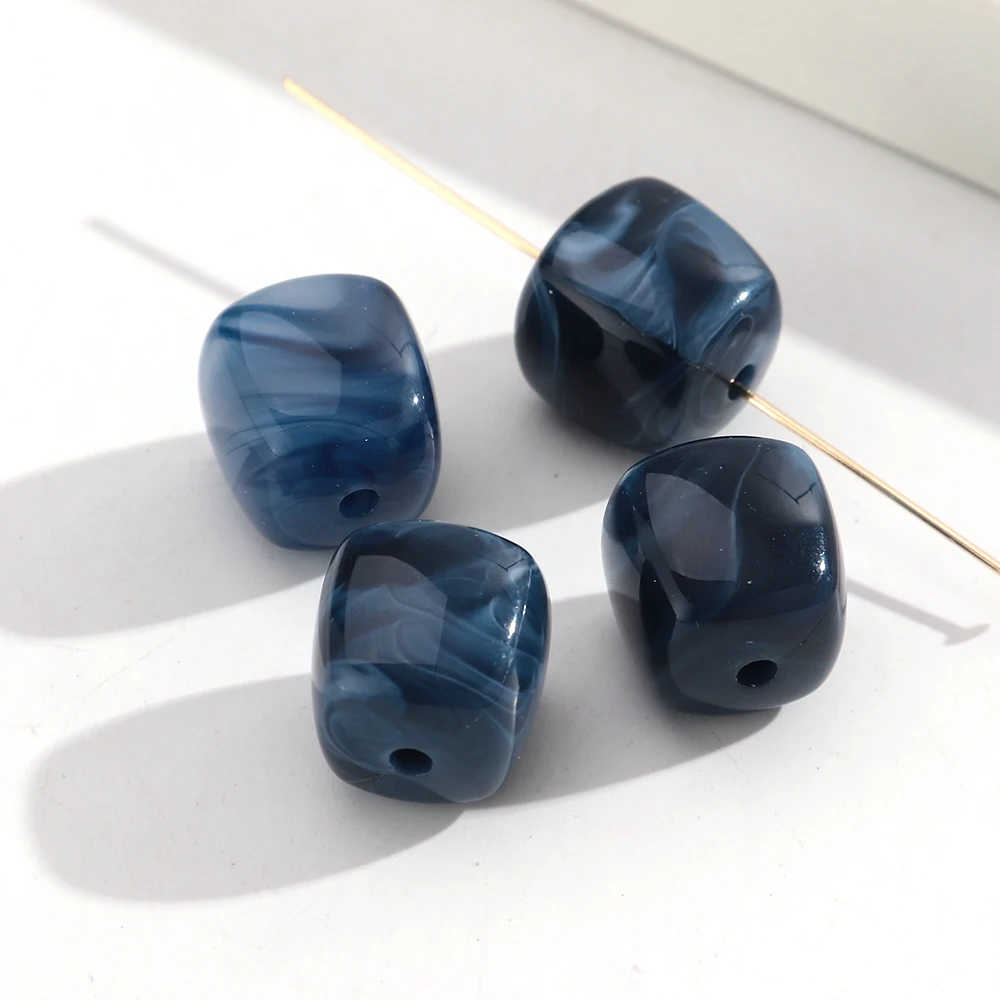 10 stks Marmer Kleur Acryl 16x17mm Vierkante Kubus Vorm Losse Spacer Kralen voor DIY Sieraden Armband Ketting Oorbellen Accessoires