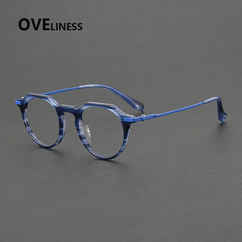 

Acetate Titanium Glasses Frame Men Retro Vintage Round Eyeglasses frames Women Brand Design Spectacles High Quality Eyewear