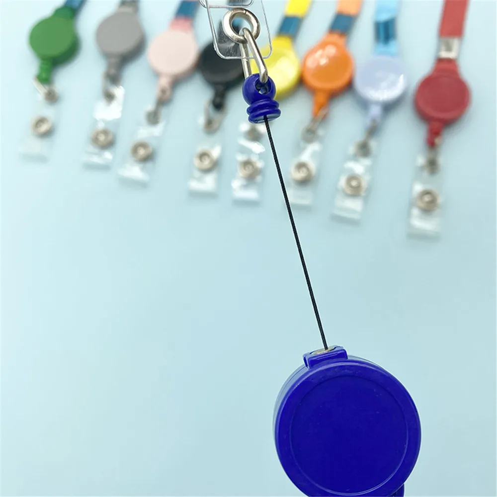 Color Badges Holder with Retractable Lanyard Name Tag Card Reels Chain Clips For Students Doctors Nurse Hanging Rope Keychain