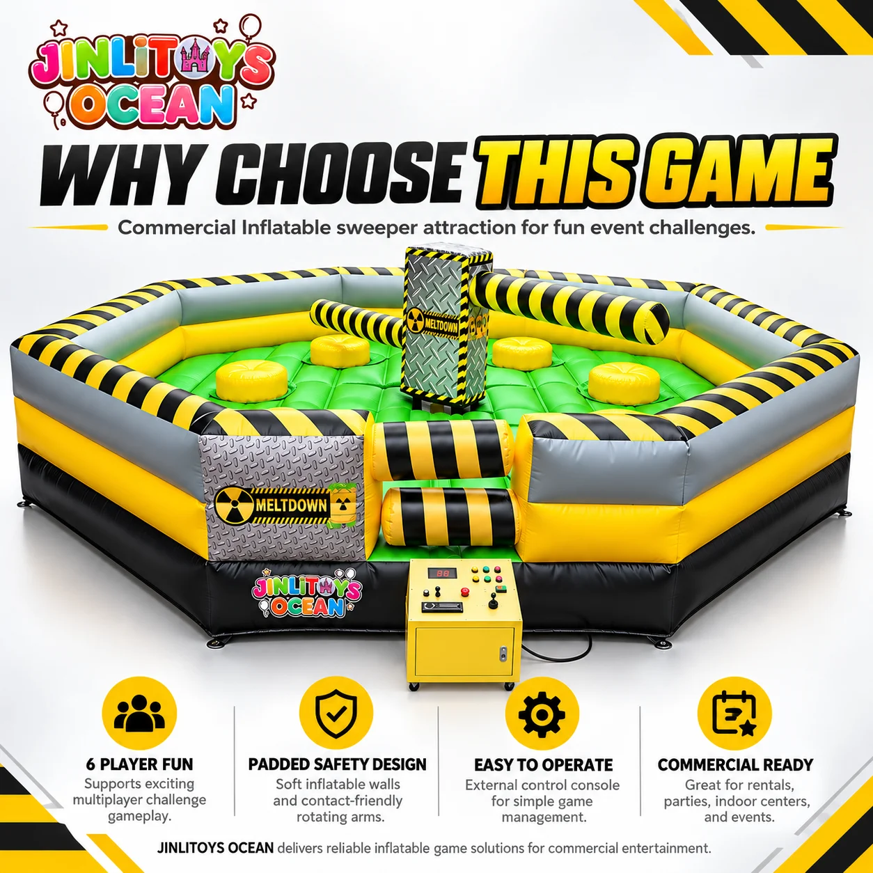 Inflatable air cushion game with rotating arms: Eye-catching elimination challenge for festivals and parties
