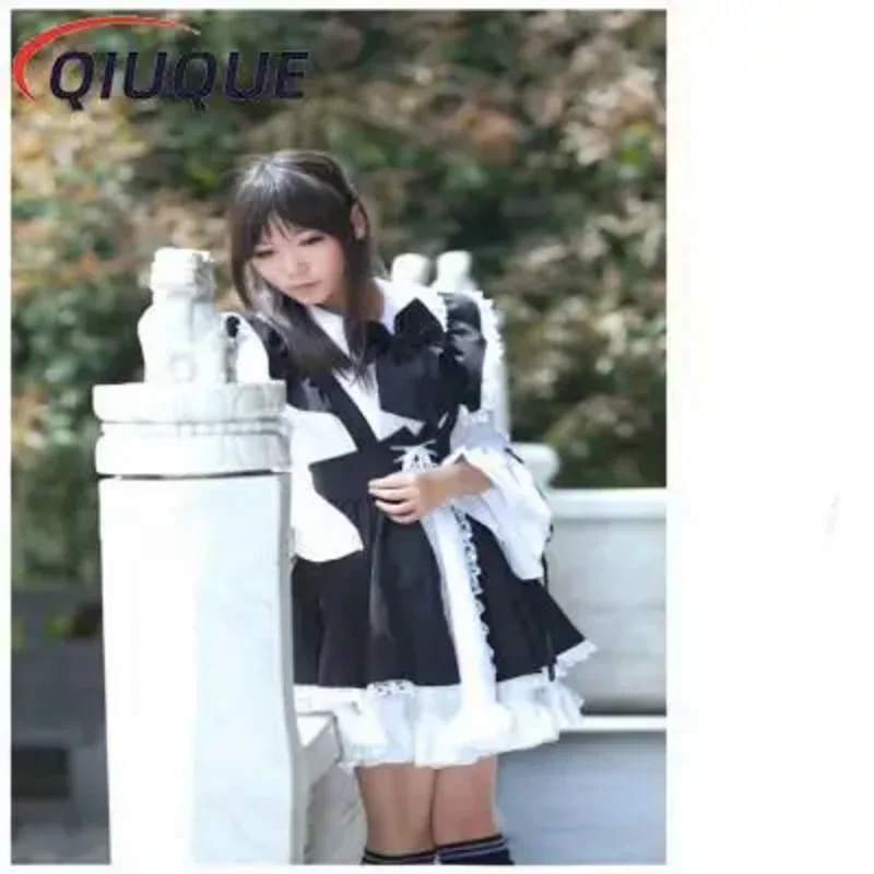 Women maid outfit anime long dress black and white apron dress Lolita dresses men Cafe costume cosplay costume горничная mucama